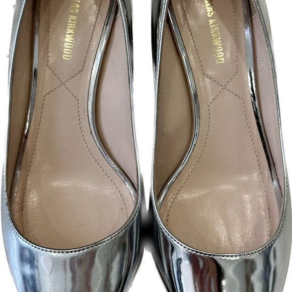 Nicholas Kirkwood Silver Metallic Pointed Toe Block Heel Pumps (EU35.5/US5.5) - Picture 2 of 6